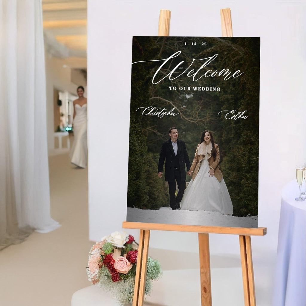 Photo Wedding Sign, Custom Picture Wedding Welcome Sign, Acrylic Wedding Sign With Photo - SpeedyOrders
