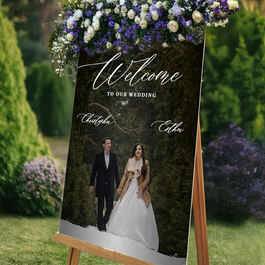 Photo Wedding Sign, Custom Picture Wedding Welcome Sign, Acrylic Wedding Sign With Photo - SpeedyOrders