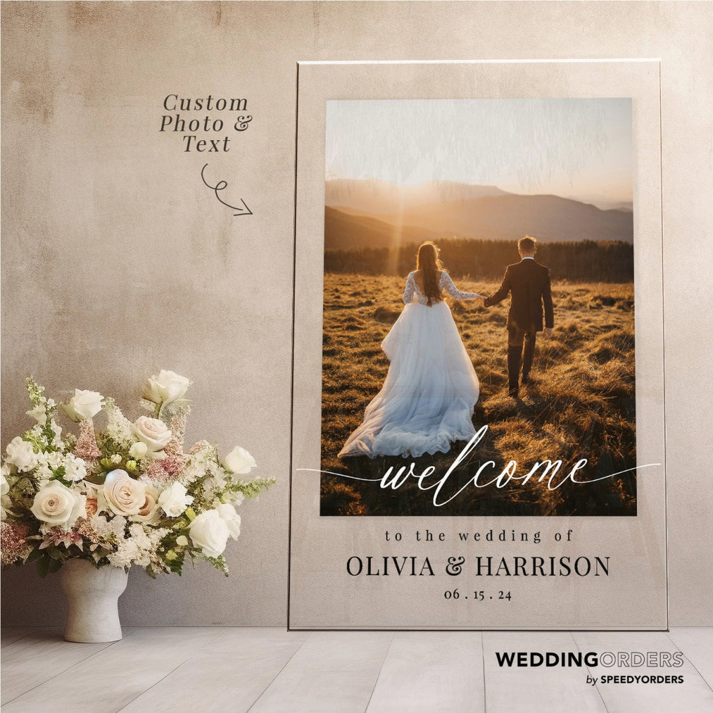 Photo Wedding Sign, Wedding Welcome Signs, Acrylic Wedding Sign With Photo - SpeedyOrders