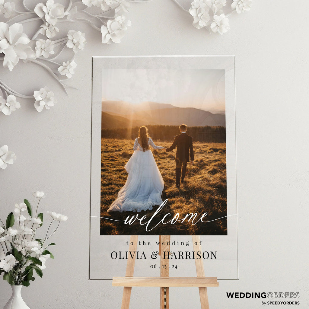 Photo Wedding Sign, Wedding Welcome Signs, Acrylic Wedding Sign With Photo - SpeedyOrders
