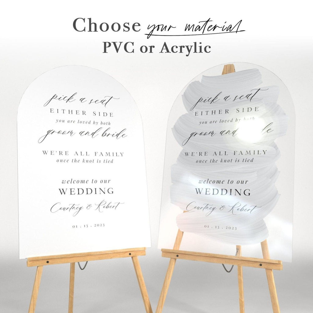 Pick A Seat Either Side Wedding Sign, We’re All Family Wedding Sign - SpeedyOrders