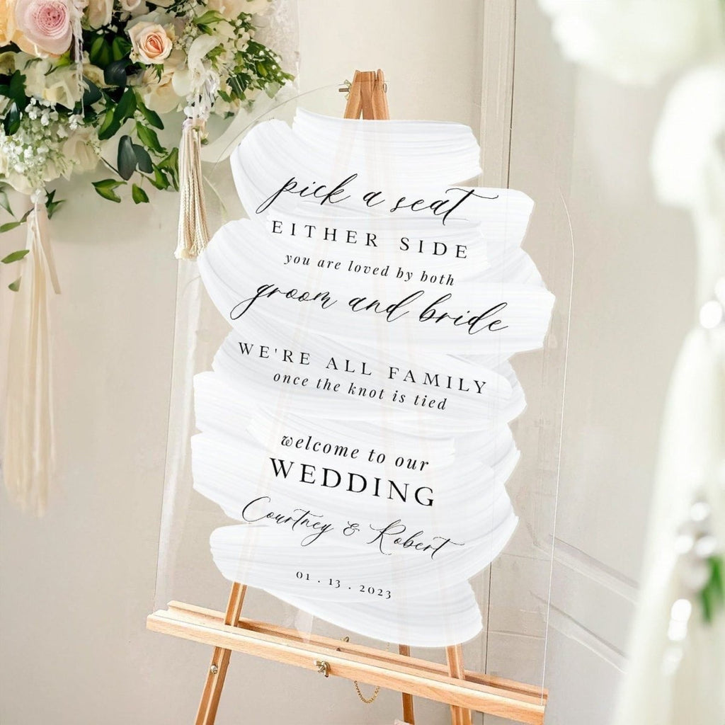 Pick A Seat Either Side Wedding Sign, We’re All Family Wedding Sign - SpeedyOrders