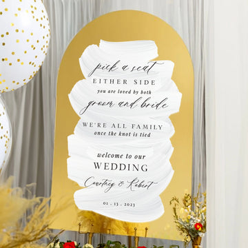 Pick A Seat Either Side Wedding Sign, We’re All Family Wedding Sign - SpeedyOrders