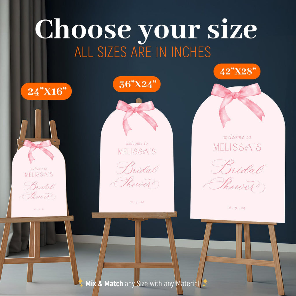 Pink Bridal Shower Sign, Pink Bow Bridal Shower Welcome Sign - SpeedyOrders