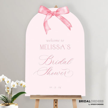 Pink Bridal Shower Sign, Pink Bow Bridal Shower Welcome Sign - SpeedyOrders