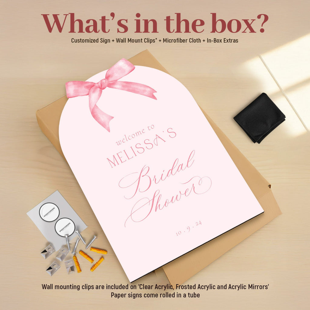 Pink Bridal Shower Sign, Pink Bow Bridal Shower Welcome Sign - SpeedyOrders