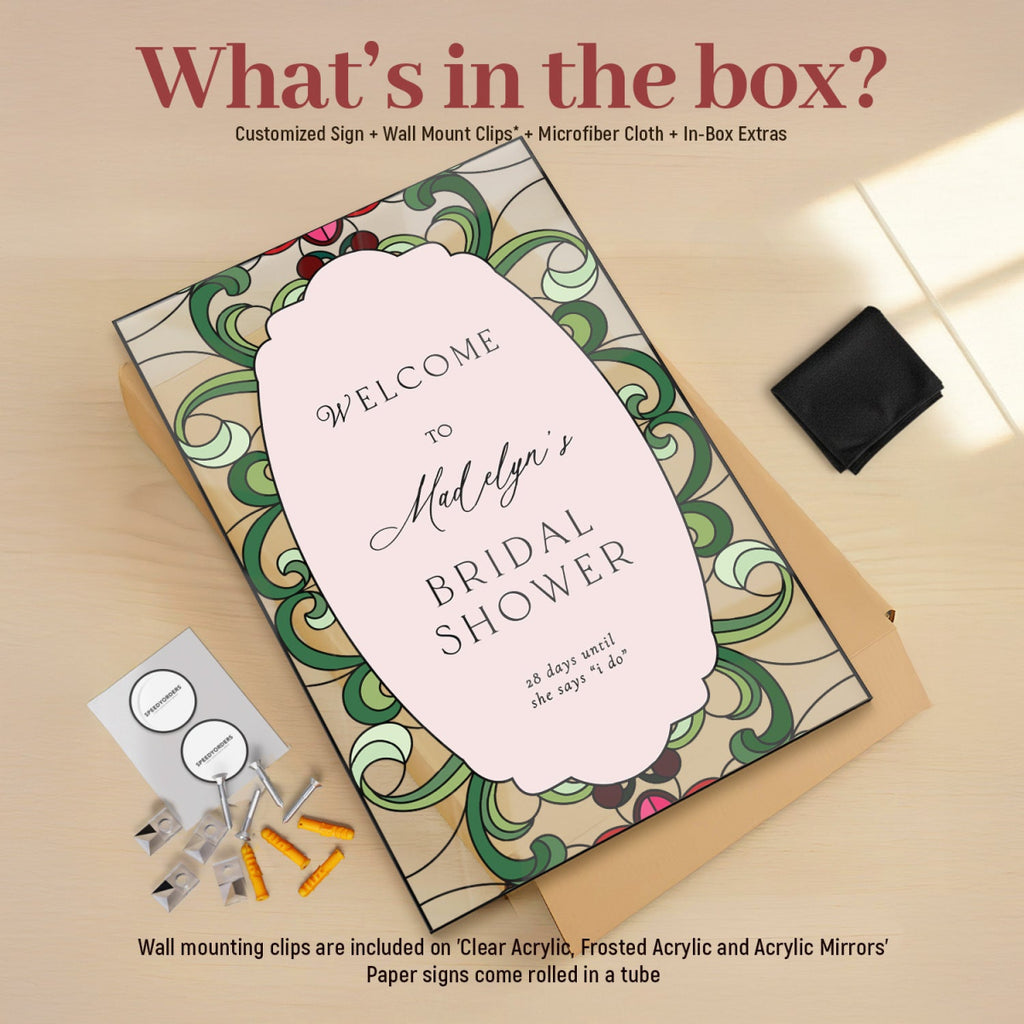 Pink Floral Bridal Shower Welcome Sign, Vine Greenery Bridal Shower Welcome Signs - SpeedyOrders