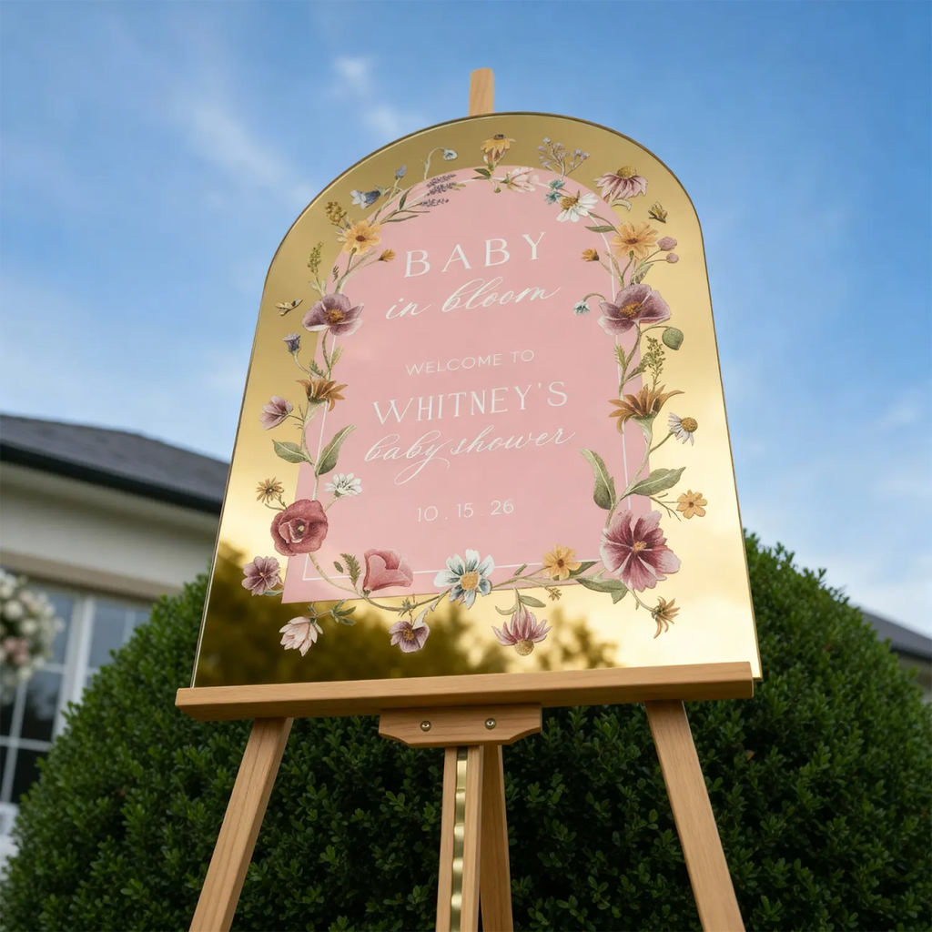 Pink Wildflowers Baby Shower Sign, Floral Girls Baby In Bloom Sign - SpeedyOrders