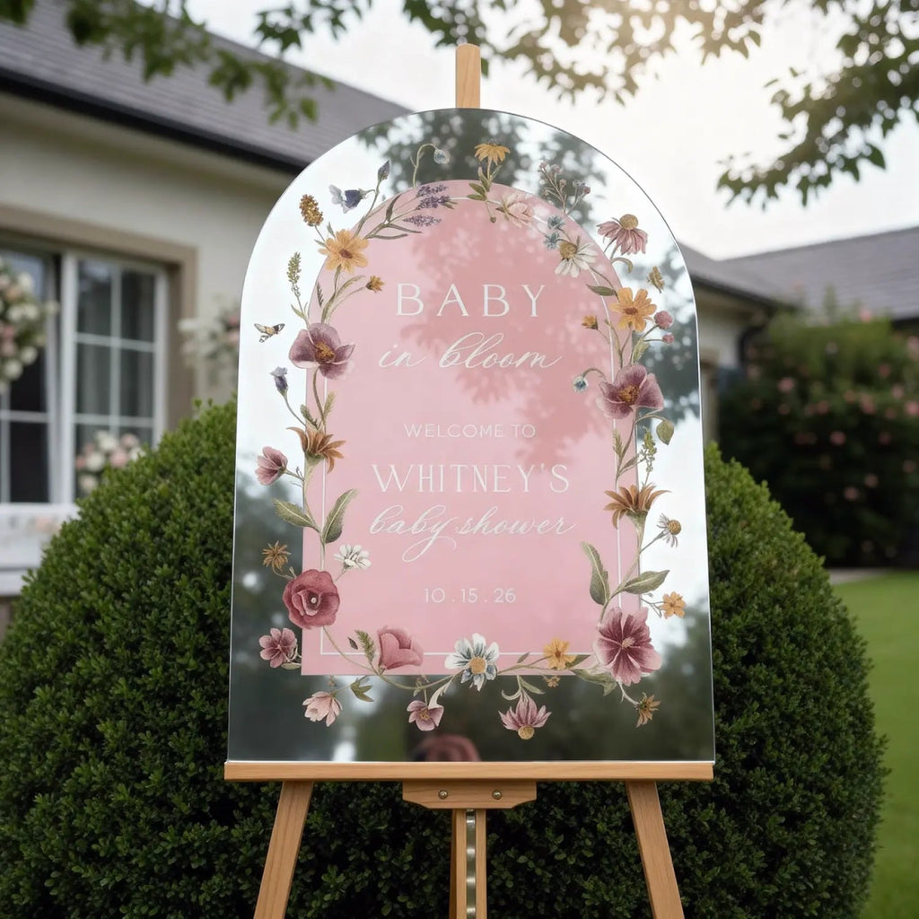 Pink Wildflowers Baby Shower Sign, Floral Girls Baby In Bloom Sign - SpeedyOrders