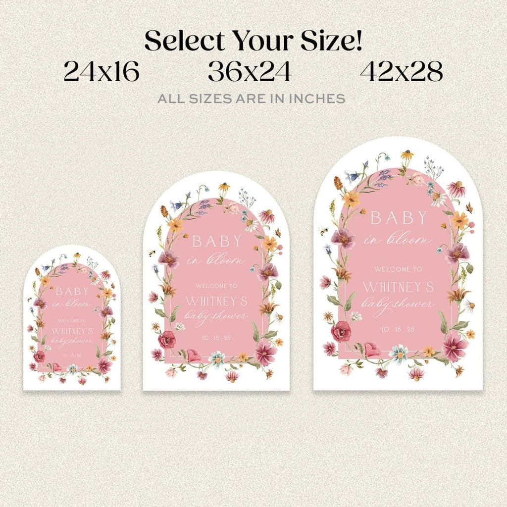 Pink Wildflowers Baby Shower Sign, Floral Girls Baby In Bloom Sign - SpeedyOrders