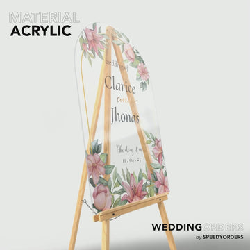 Floral Acrylic Wedding Welcome Sign with Gold Accents – SpeedyOrders