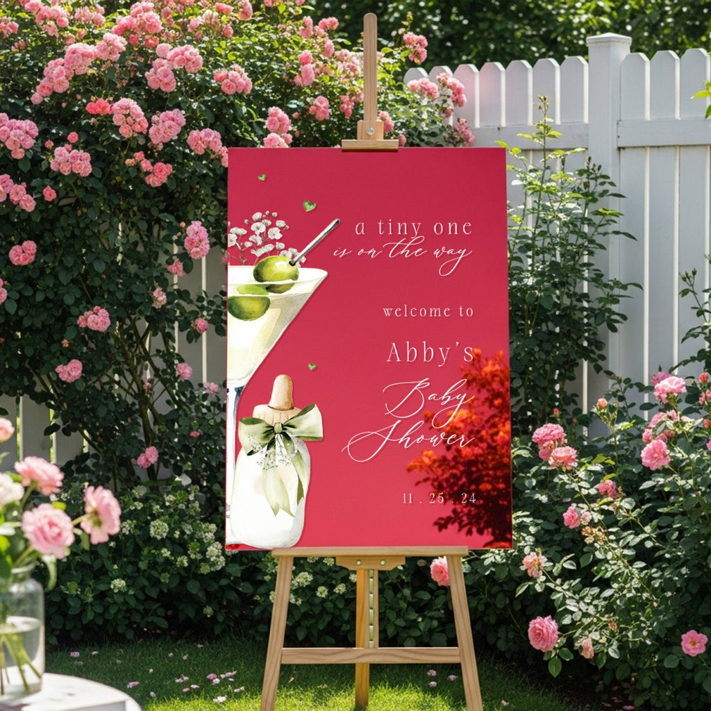 Printed A Tiny One Is On The Way Sign, Baby Bottle Acrylic Baby Shower Welcome Sign - SpeedyOrders