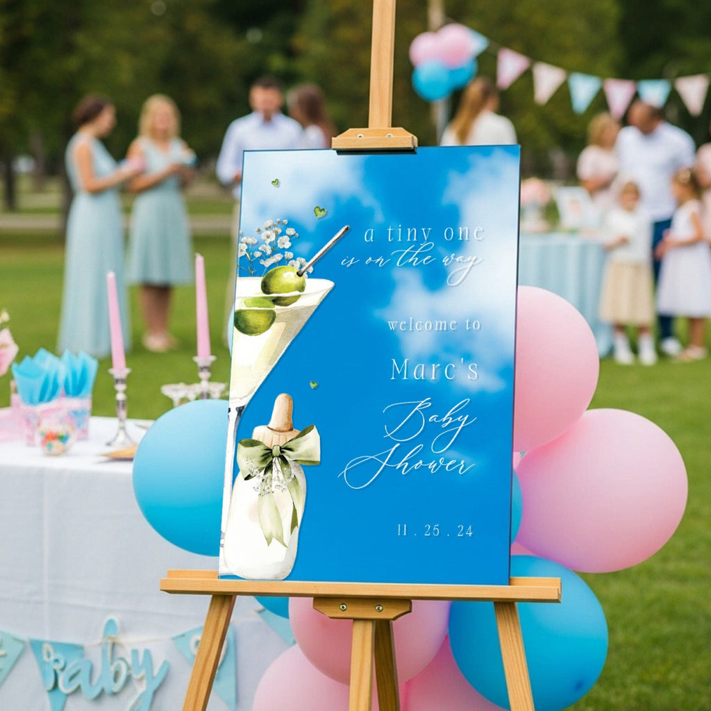 Printed A Tiny One Is On The Way Sign, Baby Bottle Acrylic Baby Shower Welcome Sign - SpeedyOrders