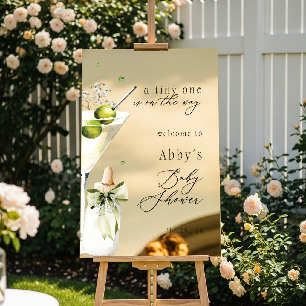 Printed A Tiny One Is On The Way Sign, Baby Bottle Acrylic Baby Shower Welcome Sign - SpeedyOrders