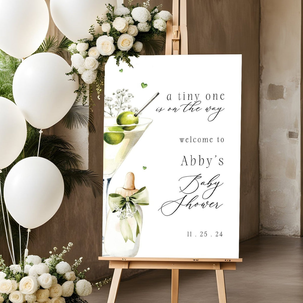 Printed A Tiny One Is On The Way Sign, Baby Bottle Acrylic Baby Shower Welcome Sign - SpeedyOrders