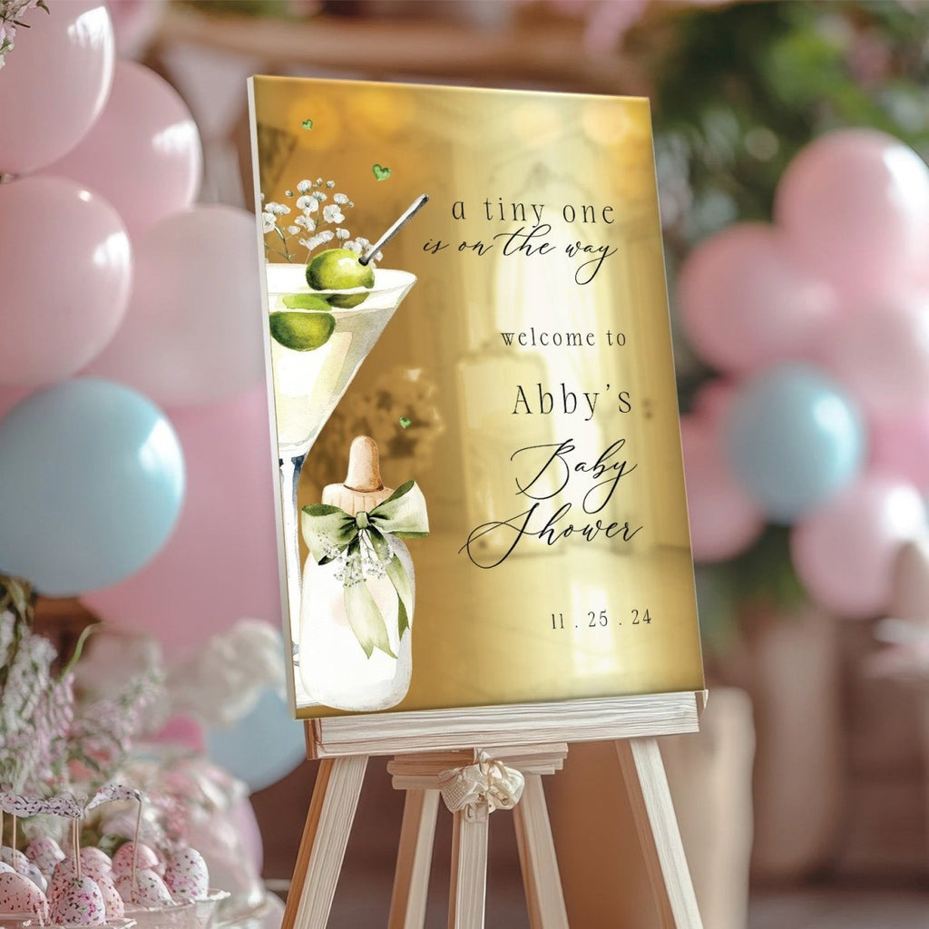 Printed A Tiny One Is On The Way Sign, Baby Bottle Acrylic Baby Shower Welcome Sign - SpeedyOrders
