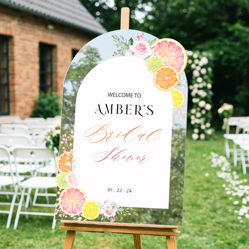 Printed Citrus Bridal Shower Sign, Custom Main Squeeze Bridal Shower Welcome Sign - SpeedyOrders