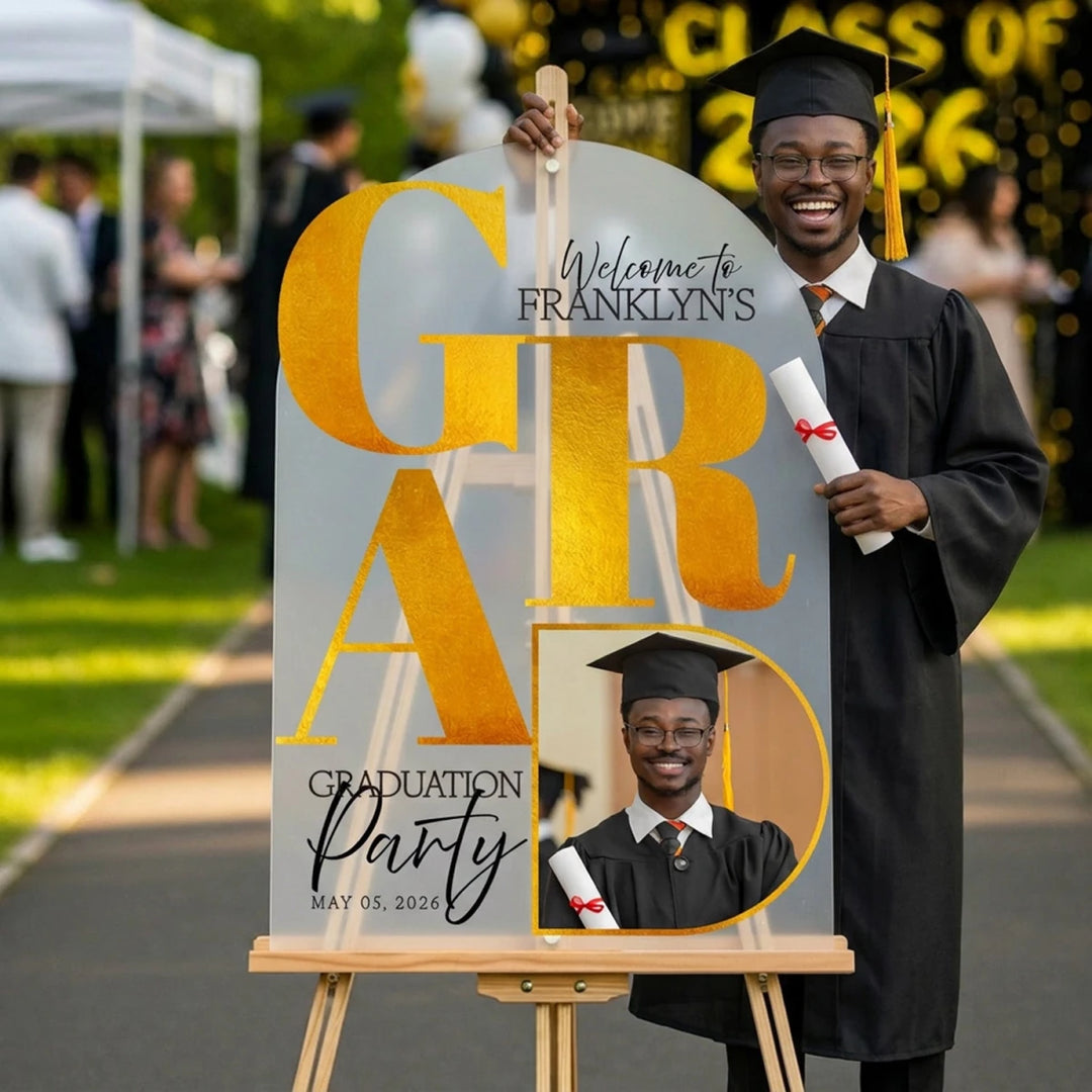 Printed Graduation Sign, Graduation Party Sign with Photo - SpeedyOrders