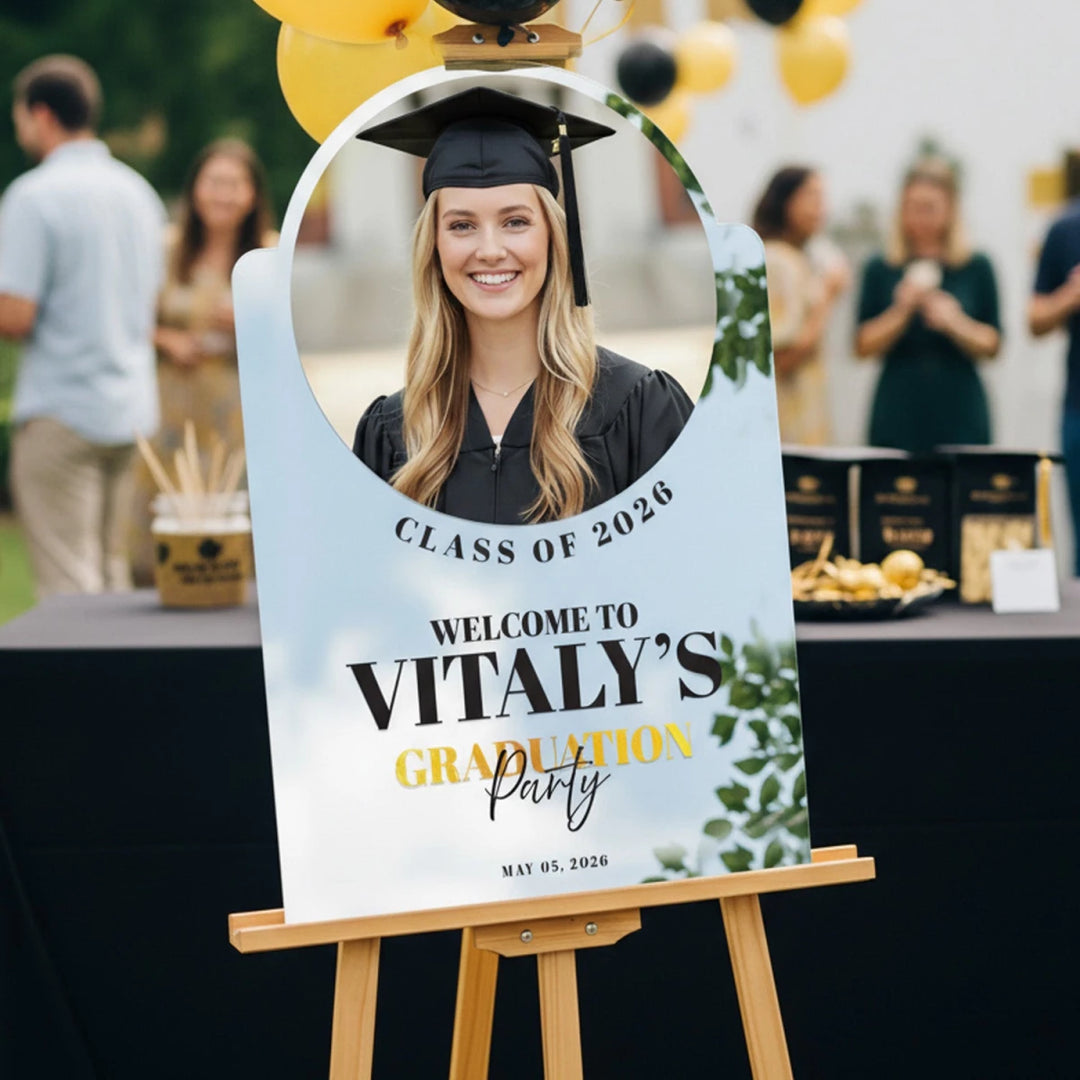 Printed Graduation Sign, Graduation Party Sign with Photo - SpeedyOrders