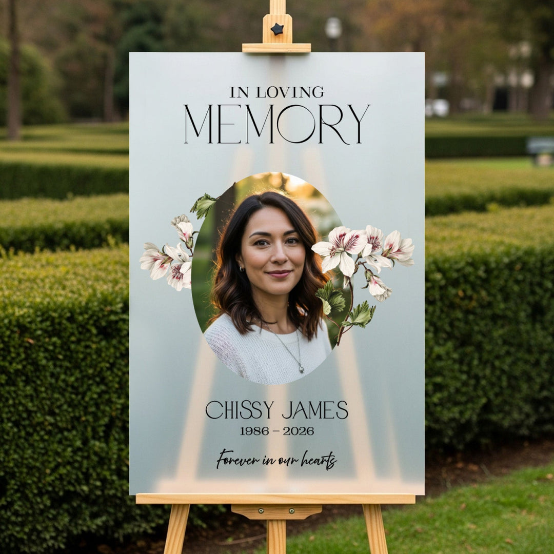 Printed In Loving Memory Sign With Picture - SpeedyOrders