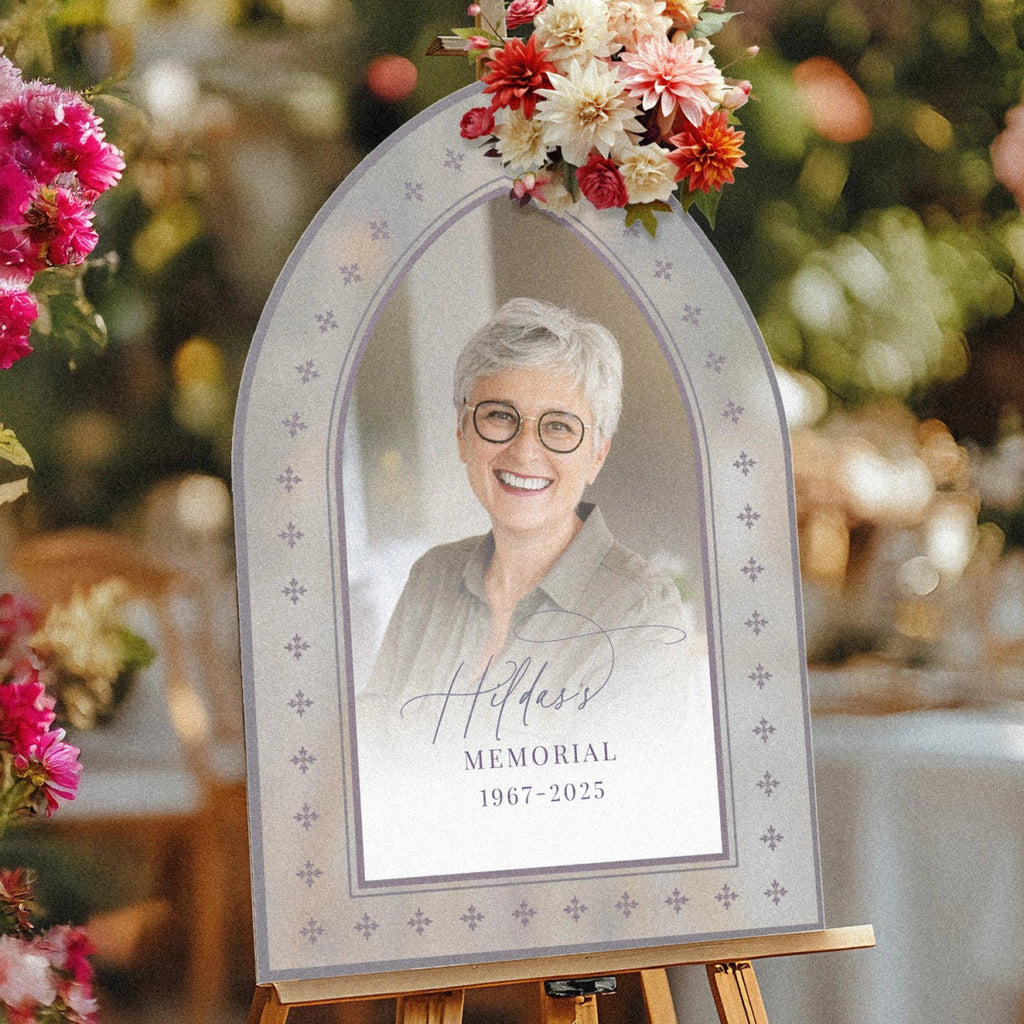 Printed Memorial Sign With Photo, Custom Funeral Welcome Sign - SpeedyOrders