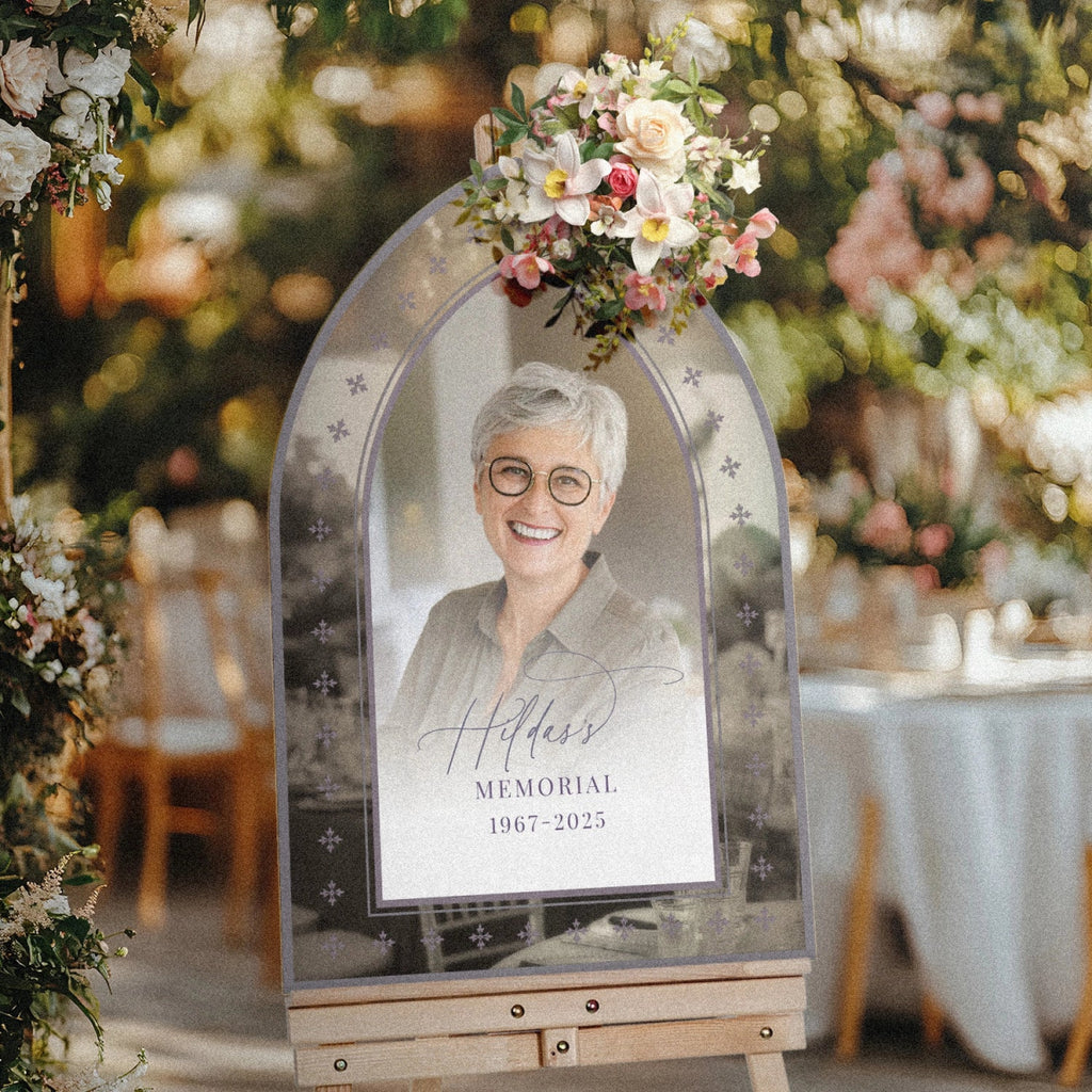 Printed Memorial Sign With Photo, Custom Funeral Welcome Sign - SpeedyOrders