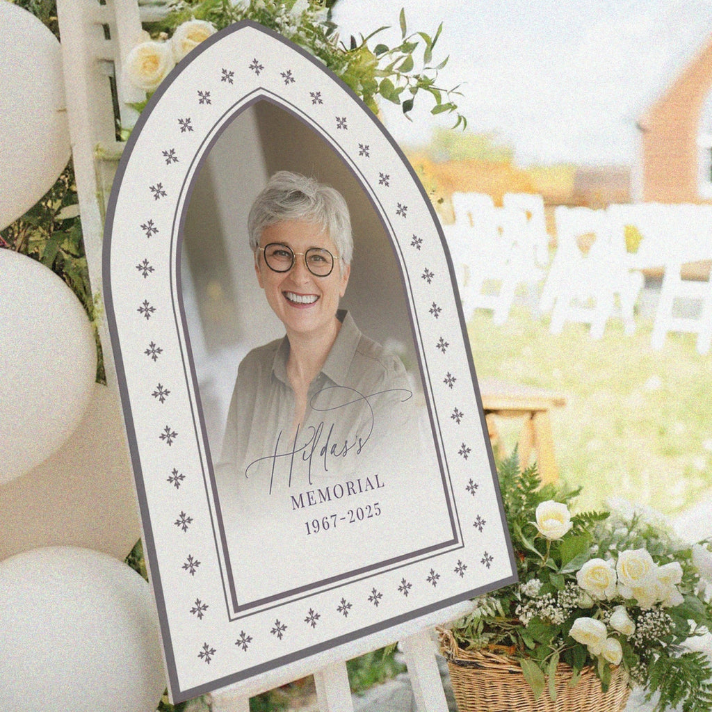 Printed Memorial Sign With Photo, Custom Funeral Welcome Sign - SpeedyOrders