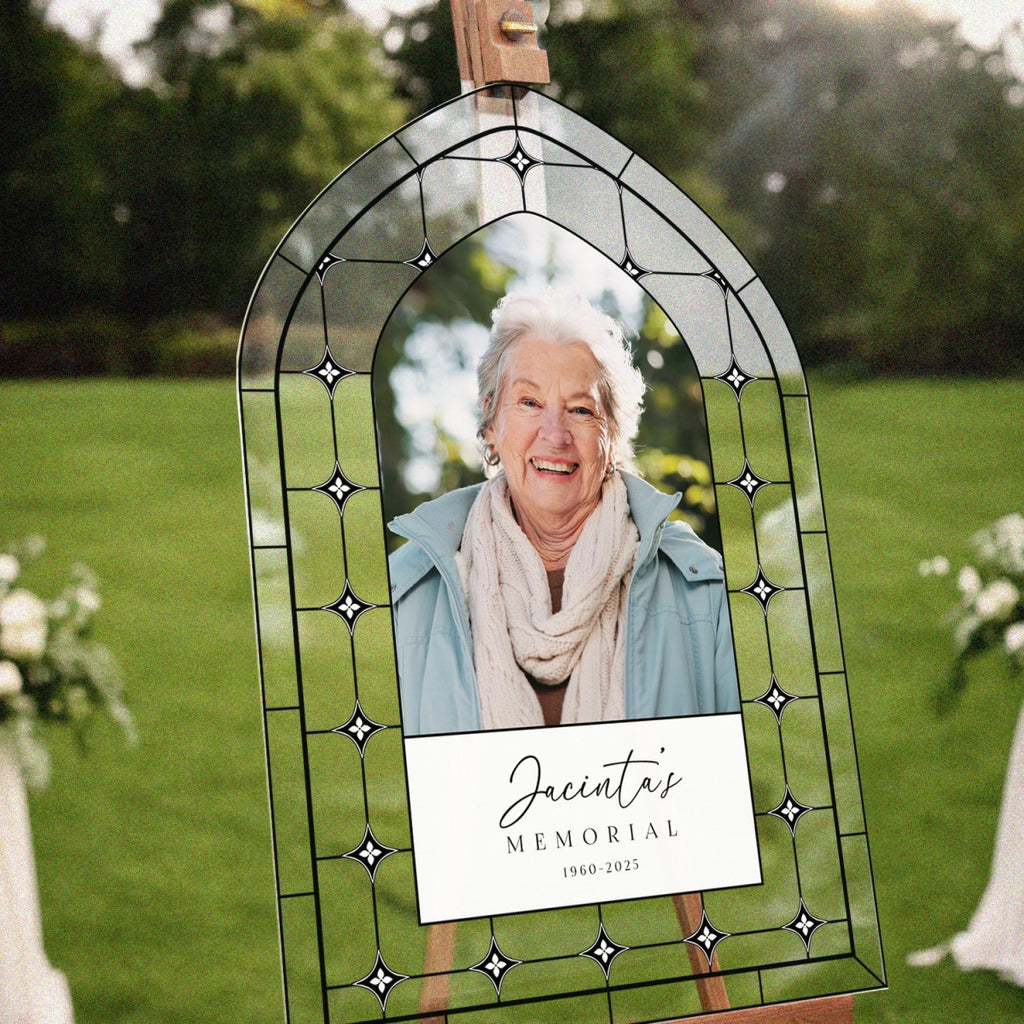 Printed Memorial Welcome Sign, Funeral Sign With Picture - SpeedyOrders