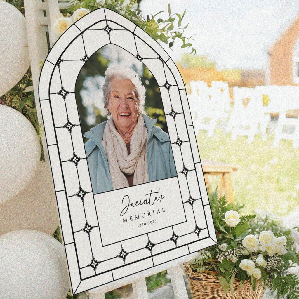 Printed Memorial Welcome Sign, Funeral Sign With Picture - SpeedyOrders