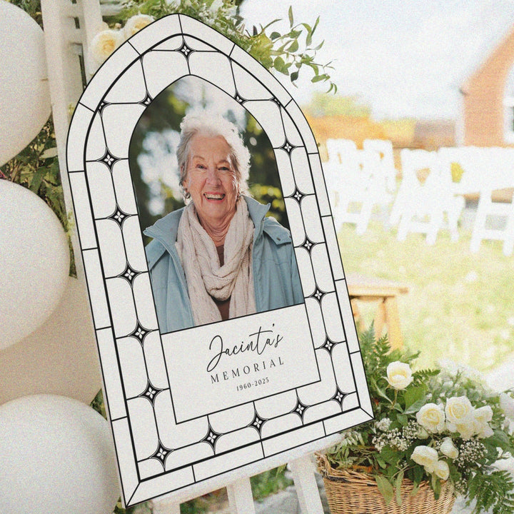 Printed Memorial Welcome Sign With Photo · Funeral Sign | SpeedyOrders
