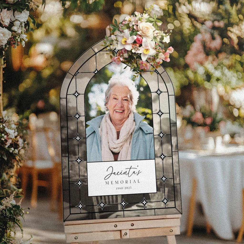 Printed Memorial Welcome Sign, Funeral Sign With Picture - SpeedyOrders
