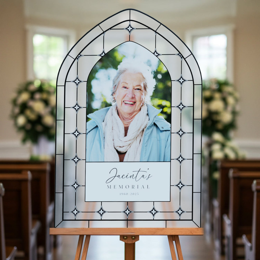Printed Memorial Welcome Sign, Funeral Sign With Picture - SpeedyOrders