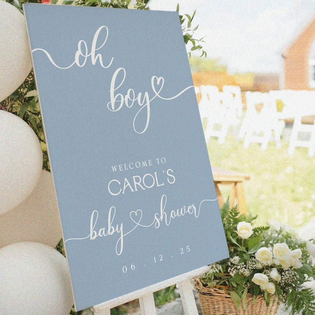 Printed Oh Boy Baby Shower Welcome Sign, Boys Baby Shower Sign - SpeedyOrders
