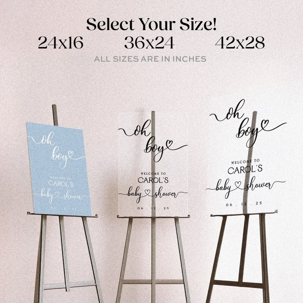 Printed Oh Boy Baby Shower Welcome Sign, Boys Baby Shower Sign - SpeedyOrders