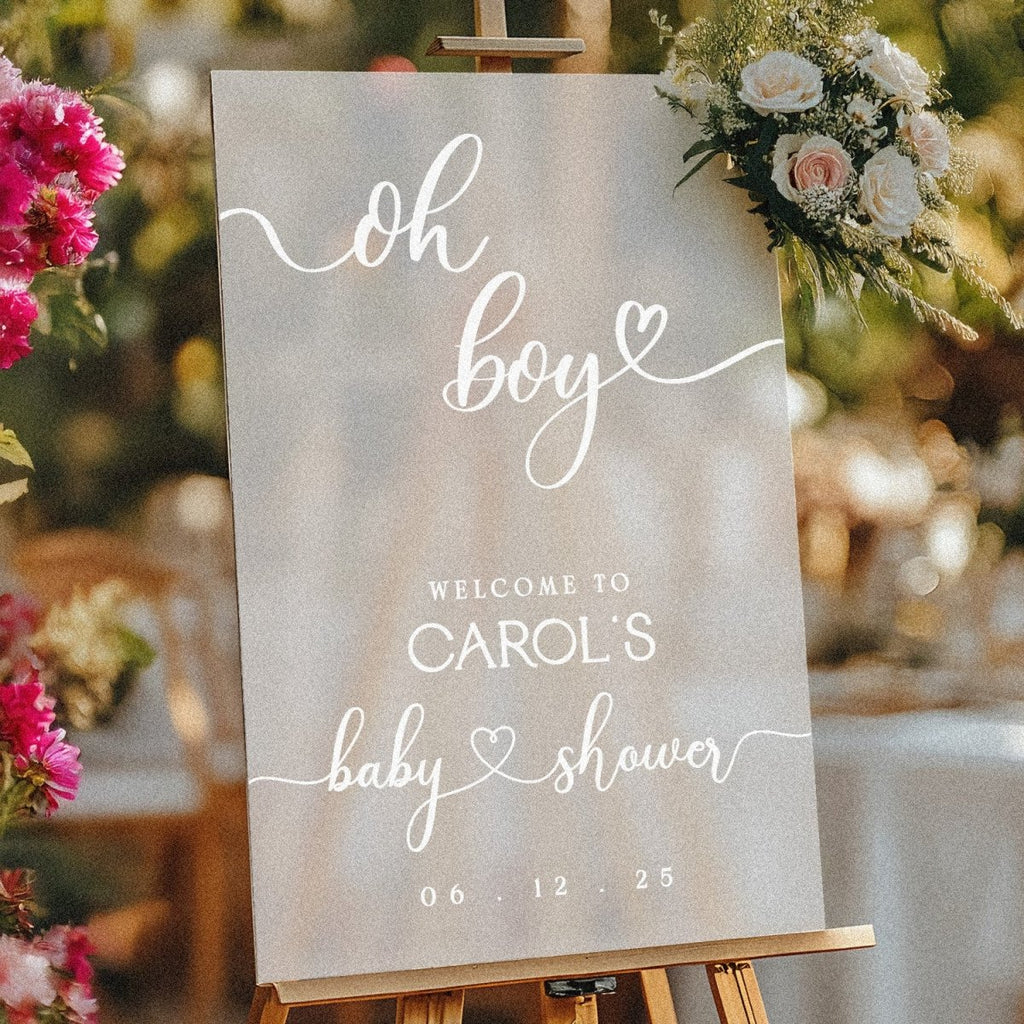 Printed Oh Boy Baby Shower Welcome Sign, Boys Baby Shower Sign - SpeedyOrders
