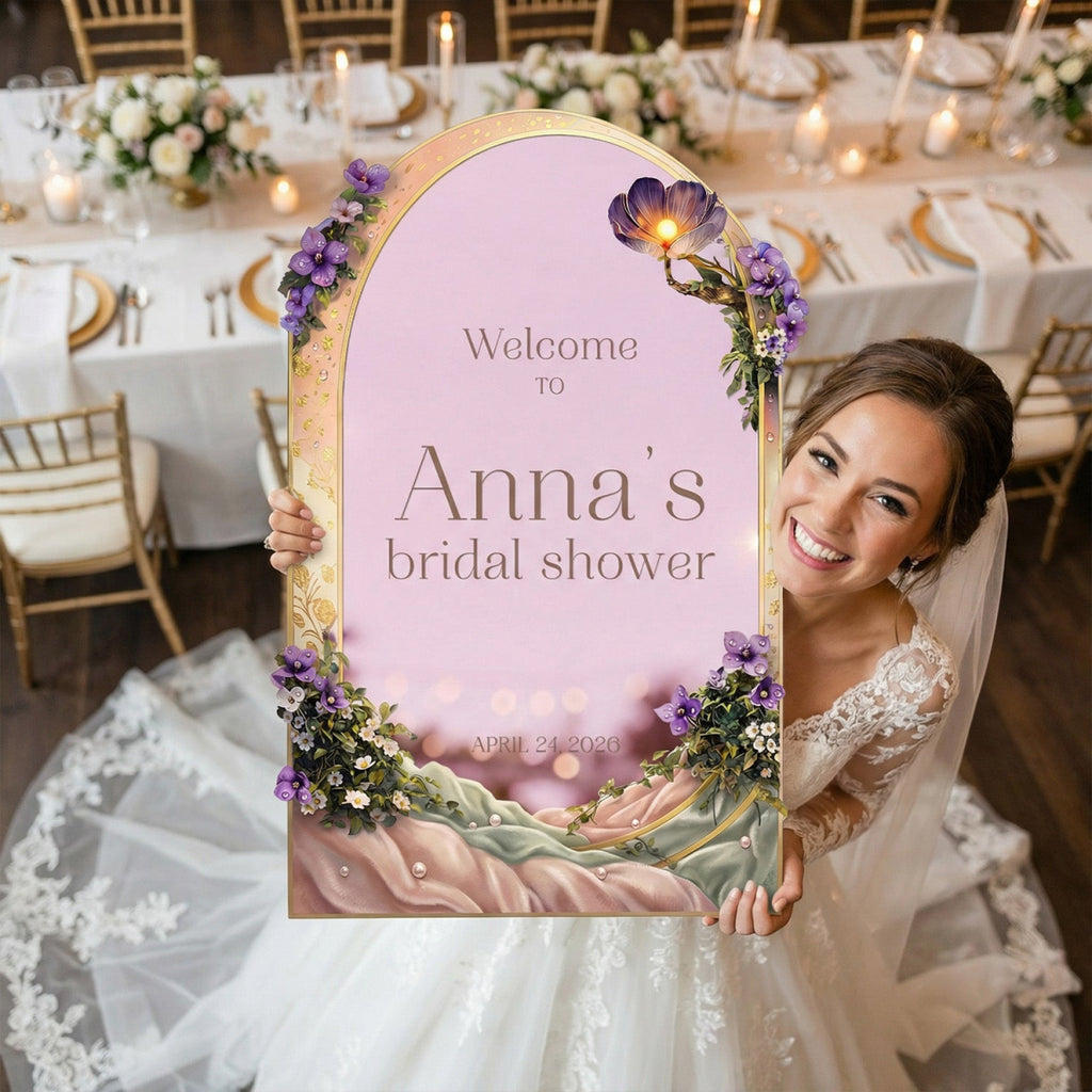 purple dress for bridal shower Floral Welcome Sign – SpeedyOrders guest bridal shower dresses