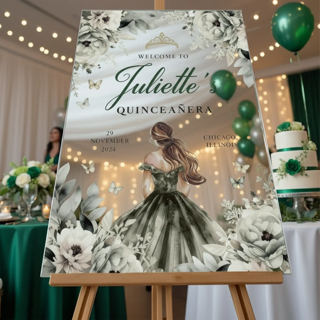 Quinceanera Sign, Quinceanera Party Welcome Sign With Custom Name - SpeedyOrders