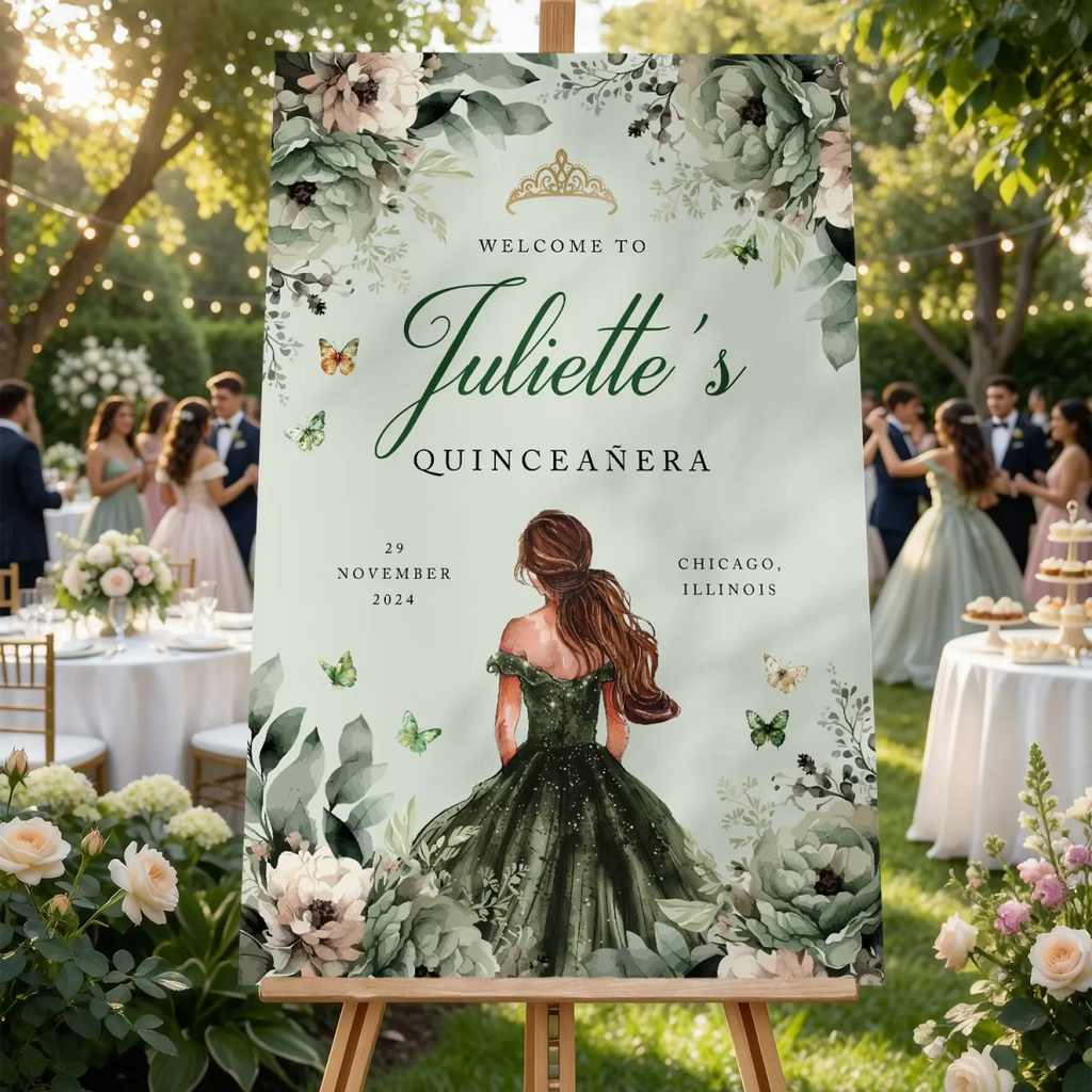 Quinceanera Sign, Quinceanera Party Welcome Sign With Custom Name - SpeedyOrders