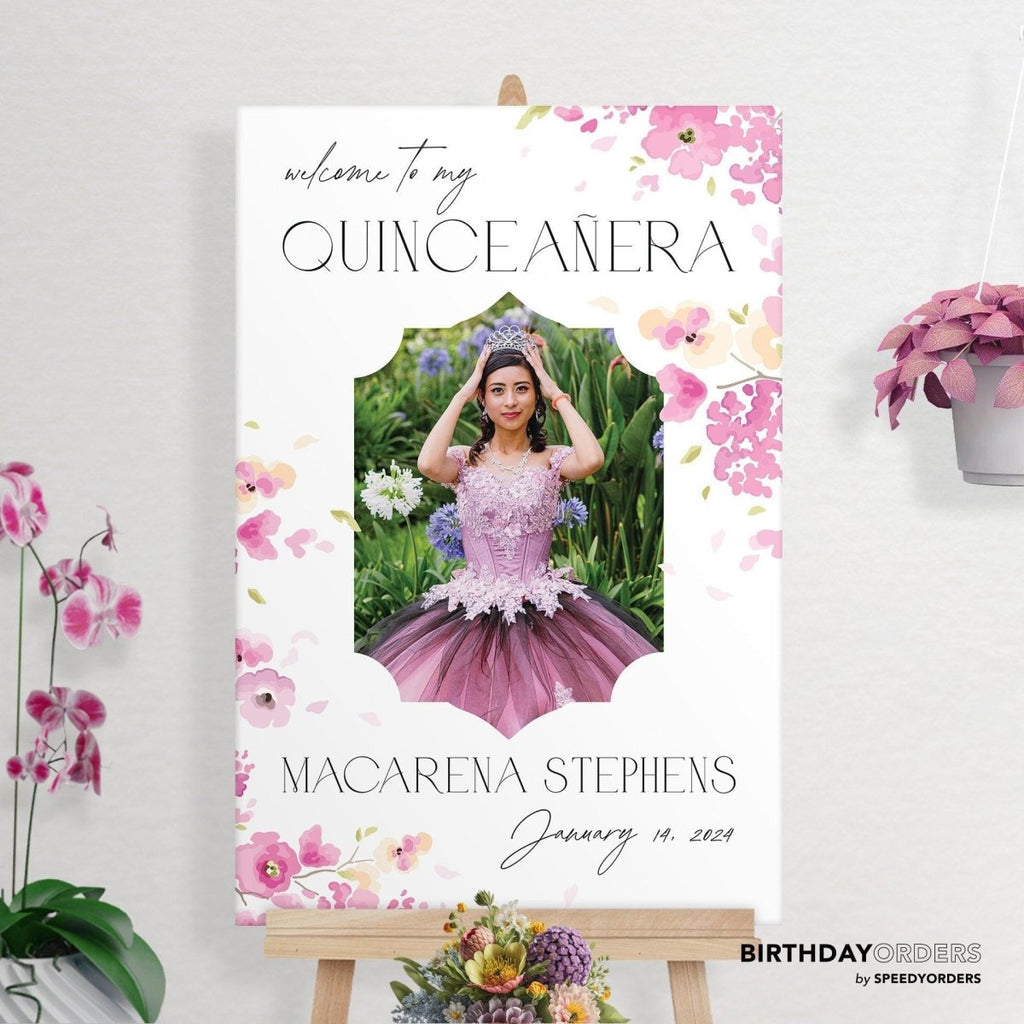 Quinceanera Sign with Photo, Quinceanera Welcome Sign - SpeedyOrders