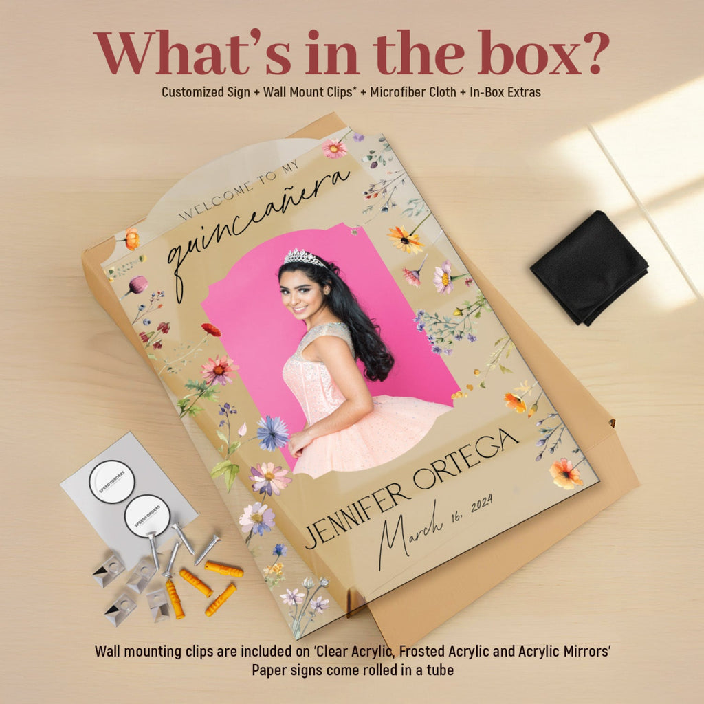 Quinceanera Sign with Photo, Wildflowers Quinceanera Birthday Sign - SpeedyOrders