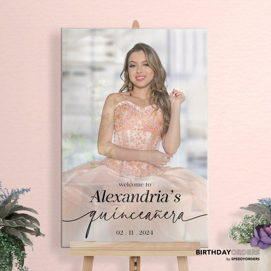 Quinceanera Welcome Sign with Photo, Birthday Welcome Sign - SpeedyOrders