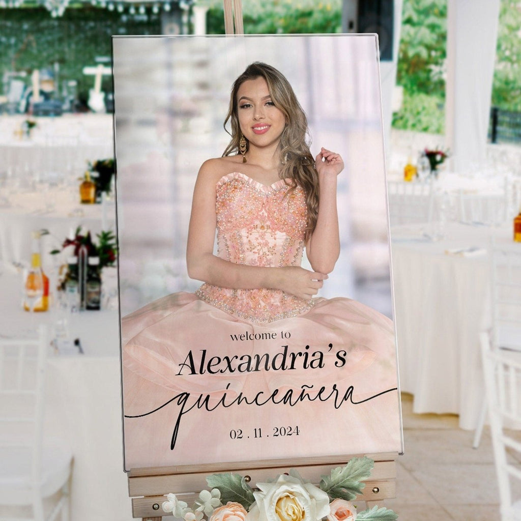 Quinceanera Welcome Sign with Photo, Birthday Welcome Sign - SpeedyOrders