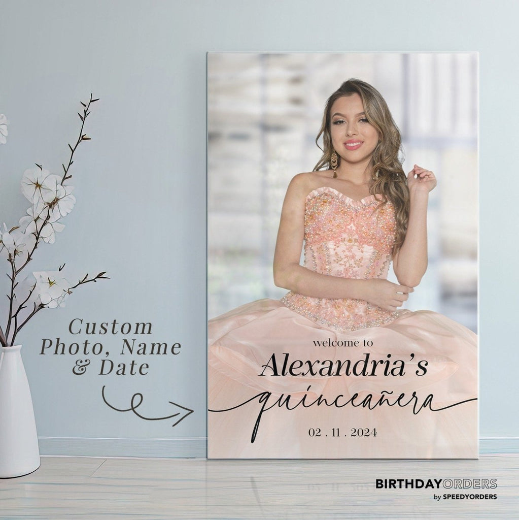 Quinceanera Welcome Sign with Photo, Birthday Welcome Sign - SpeedyOrders