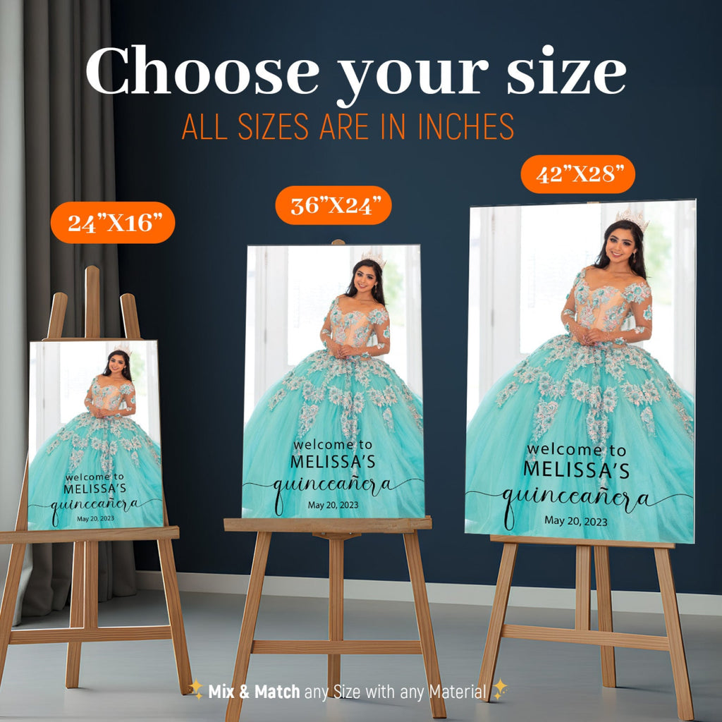 Quinceanera Welcome Sign with Photo, Mis Quince Sign - SpeedyOrders