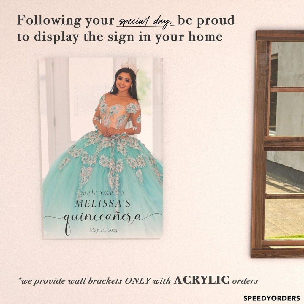 Quinceanera Welcome Sign with Photo, Mis Quince Sign - SpeedyOrders