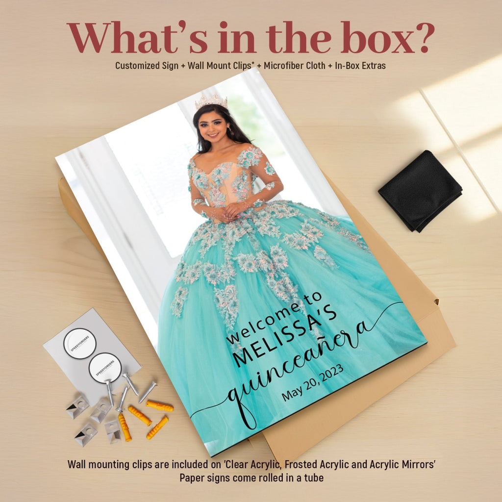 Quinceanera Welcome Sign with Photo, Mis Quince Sign - SpeedyOrders