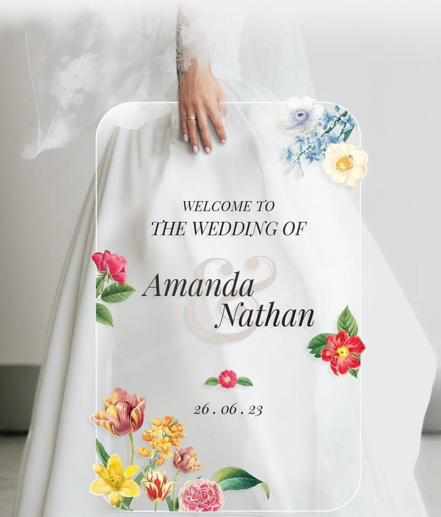 Radiant Floral Themed Wedding Ceremony Welcome Sign - SpeedyOrders