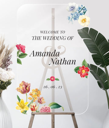 Radiant Floral Themed Wedding Ceremony Welcome Sign - SpeedyOrders