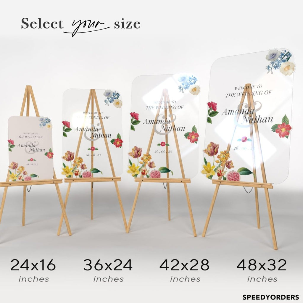 Radiant Floral Themed Wedding Ceremony Welcome Sign - SpeedyOrders