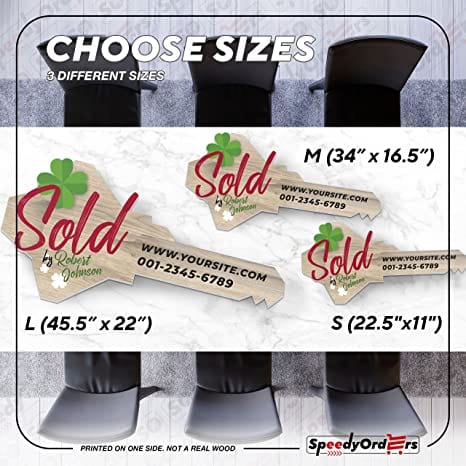 Real Estate Key Sign Customizable for Marketing: Clover Key - SpeedyOrders